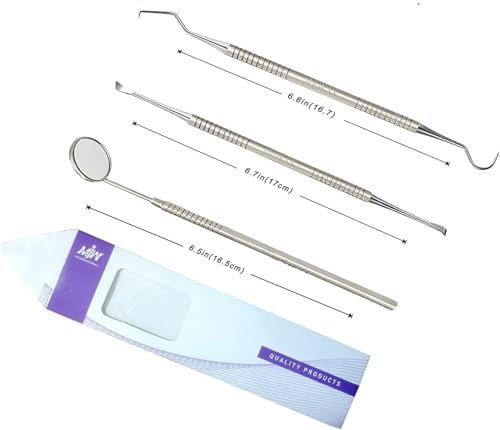 3 pcs Detartreur Dentaire Kit Dents en acier Inoxydable kit de Nettoyage Calcul Calculateur de Plaque Hygiène Scanner Crochet Choisir détartreur avec Miroir Dentaire