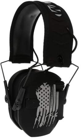 Walker's Razor Electronic Earmuff - Flag - Noise Reduction Rating 23dB - Shooting Hearing Protection with Sound Activated Compression
