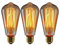 Edison Light Bulb E27 Filament Vintage Incandescent 40W ST64 Retro Light Edison Bulb, Industrial Style, Warm White, Decorative Light Bulb 3 Pieces