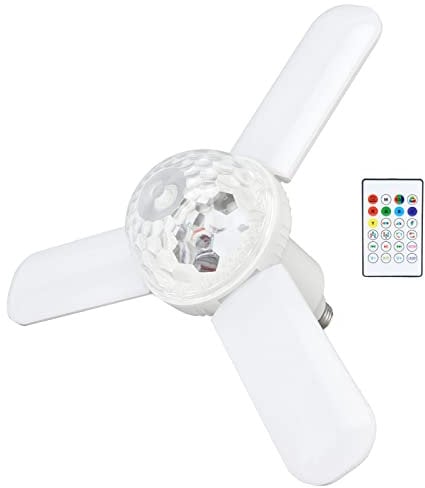 Retractable Invisible Ceiling Fan with Light and Bluetooth Speaker, Colorful LED Ceiling Lamp Music with Remote Control 48W 85‑265V