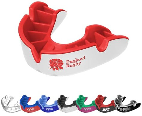 OPRO Silver Level Sport-Mundschutz für Erwachsene und Jugendliche, Zahnschutz mit neuem Anpassungswerkzeug für Hockey, Rugby, Boxen (England RFU, Erwachsene)