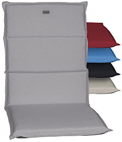 acamp Hochlehner Auflagen Paddy Model G | Made in EU nach Öko-Tex Standard | Lichtechte Gartenstuhlauflagen Hochlehner ohne Ausbleichen | Atmungsaktive Stuhlauflagen Hochlehner in Hell-Grau
