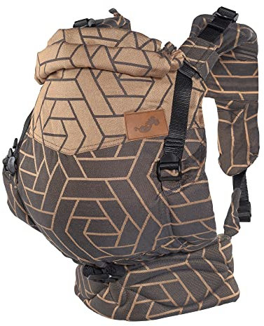 SCHMUSEWOLKE Comfort FullBuckle - Babytrage für Neugeborene ab der Geburt (0-12 Monate, 3-12 kg) - BIO-Baumwolle mit Modal & Seide - Graphic Copper