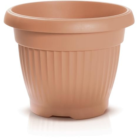 IMJ-Global Vaso per piante Fiori DCE35 TERRA Tondo Ø35cm da interno esterno Terracotta 13 Litri Ø35x27,5 cm design Classico Fioriera in plastica da balcone