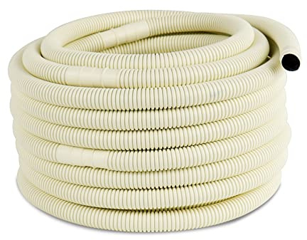 Flehomo Universal Ablaufschlauch für Mini Split Klimaanlage, 5/8 ID UV-beständige Wasserleitung, 15 m, Weiß, Polyethylen (PE), 15 m lang mit 1,6 cm Innendurchmesser, 1 Stück