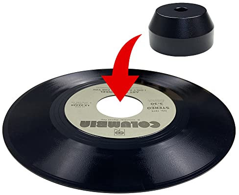 BlueJanyee 45 U/min schwarzer Adapter, langlebiger massiver Aluminium-Mitteladapter für 17, 8 cm (7 Zoll) Vinyl-Schallplatten, FMAY115