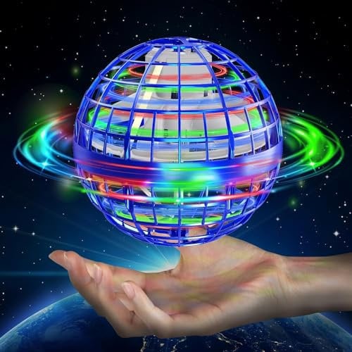 semai Flying Orb Ball Toys, Hover Boomerang Ball for Kids Adult, Flying Spinner Mini Drone With 360° Rotating RGB Light, UFO Smart Sensor Fly Orbi Ball Toy Gifts for Boys Girls - Blue, AC04-B