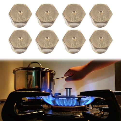 Buses Brûleurs à Gaz,8pcs Brûleurs de Cuisinière à Gaz Buse Injecteurs Gaz Cuisine Plan Cuisson Feux pour Remplacer Les Injecteurs Métalliques Set Jets Buses