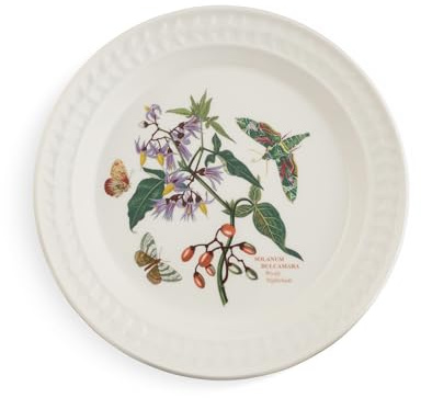 Portmeirion Botanic Garden Harmony 10.5 Dinner Plate, Papilio Emerald & Woody Nightshade Motif - Dishwasher, Microwave, Oven & Freezer Safe Earthenware - Elegant Spring Tableware for Brunch & Parties
