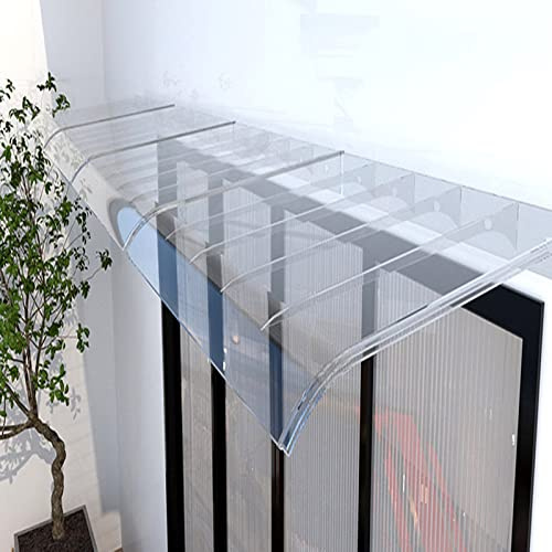 Pensilina Tettoia per Porta,Tendalino per Finestra,Tenda da Veranda Pensilina da Esterno,Pensilina Copriporta in Policarbonato Trasparente,Giardino Pensilina per Copertura (50x80cm/20x32)