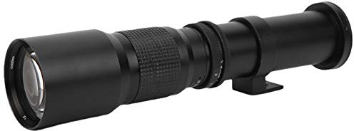 Zunate Teleobjetivo de Enfoque Manual de 500 mm F8-F32 con Lente de Aumento 2X, Montura T2, Revestimiento MC Multicapa, para SLR de Montura EF-S de para Canon(Negro)