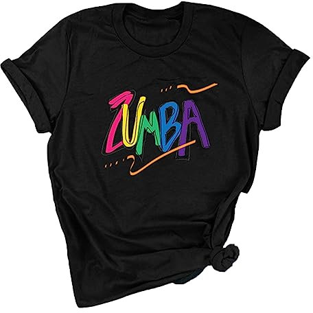 Zumba T-Shirt für Frauen bedrucktes kurzärmeliges lässiges Oberteil für 2023 Zumba Kurse Tanz Fitnesstraining