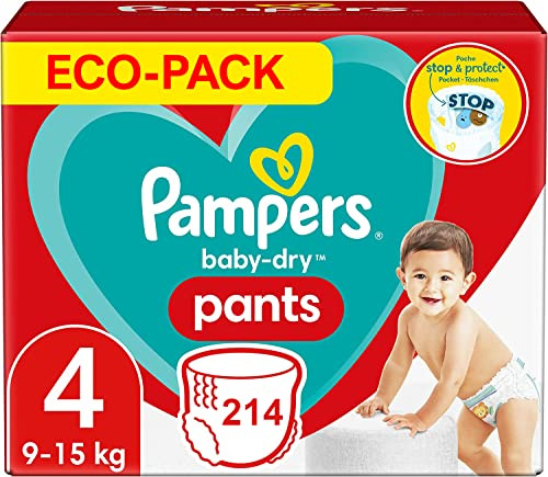 PAMPERS Baby-Dry Windeln, Größe 4, 214 Windeln, 9 – 15 kg