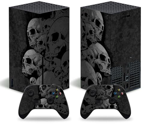 Adesivo in vinile per console e controller Xbox Series X, set di cover protettiva completa, compatibile con Xbox Series X (teschio nero)