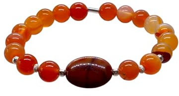 I.L.U.S Perlenarmband mit 925 Sterling Silber (Orange Aventurin, Sterling-Silber)