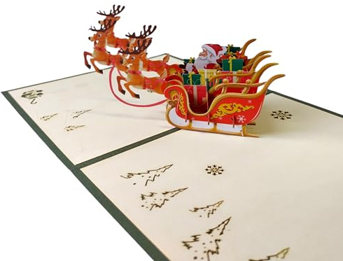 ZEN&TAO Premium Qualität Pop Up Weihnachtskarte 3D Grußkarte für Familie, Freunde, Unternehmen, Lehrer (B)