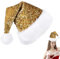 POPOYU Weihnachtsmütze Pailletten, goldfarben, flauschige Weihnachtsmannmütze für die Weihnachtsfeier Pailletten1P
