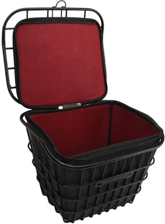 Folding Front Bike Basket, Metal Wire Bicycle Basket with Waterproof Inner Bag Universal Hanging Electric Bicycle Front Baskets, Bicycle Bag Cargo Rack for Bike Accessories