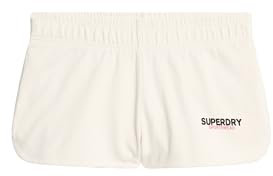 Superdry Damen Sportswear Racer Shorts mit Logo Reisweiß 38