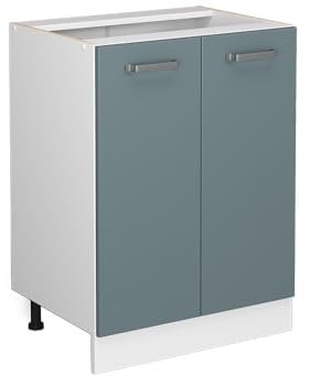 Vicco Mueble bajo de Cocina R-Line, Gris Azulado/Blanco, 60 cm sin encimera