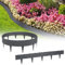 YUENFONG 15m Beeteinfassung Rasenkante Biegbarer Beetumrandungen Kunststoff Rasenkanten, Rattan-Optik Zaun Gartenpalisade Beetbegrenzung, 15 Elemente á 100cmX20cm, Anthrazit