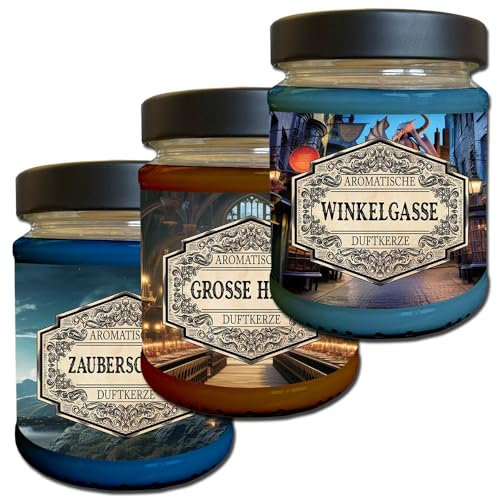 Fantasy Nerd Duftkerze | Handgemacht in Deutschland | 240ml | 40 Stunden Brenndauer | Geburtstagsgeschenk | Geschenkidee | Weihnachten (Magisches 3er Bundle)