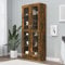 FIRBNUS Vitrinenschrank Räuchereiche 82,5x30,5x185,5 cm Holzwerkstoff Industrial Sideboard Holz Mit Glastüren Schmal