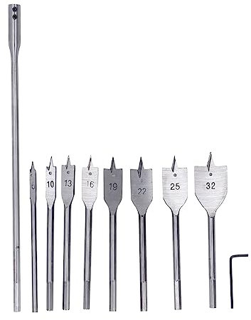 Spade Drill Bit Set, Spade Bits, Paddle Flat Bits Set for Woodworking, Paddle Flat Bits for Woodworking, Nylon Storage Pouch Included
