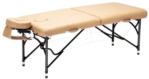 CAFIEDR Aluminium 2-teiliges Wimpernverlängerungsbett, Massagetisch, Spa-Bett, Massagetisch, Verstellbarer tragbarer Massagetisch (Beige)