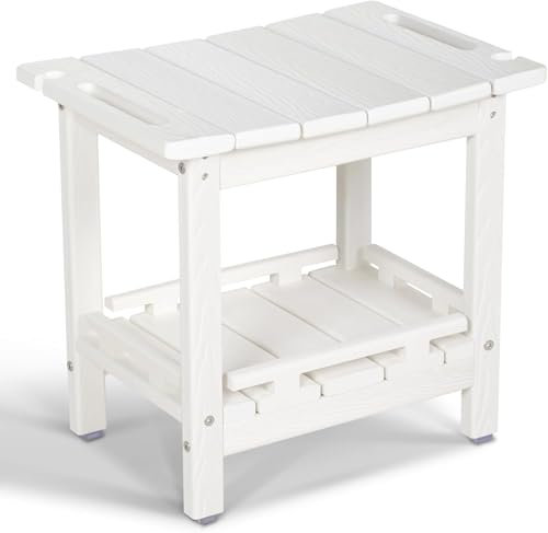 NALONE Duschhocker, HDPE Badhocker modern Design 2-Tier badezimmerhocker mit rutschfesten Fußpolstern, hölzerner Spa Duschhocker für Innendusche, ergonomischer und wasserdichter