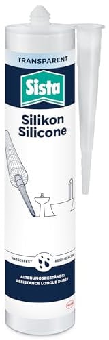 Sista Sanitär Silikon, schimmelresistenter Silikon Dichtstoff für den Sanitärbereich, sauer vernetzende Dichtmasse für viele Anwendungen, Transparent, 1x280ml Kartusche