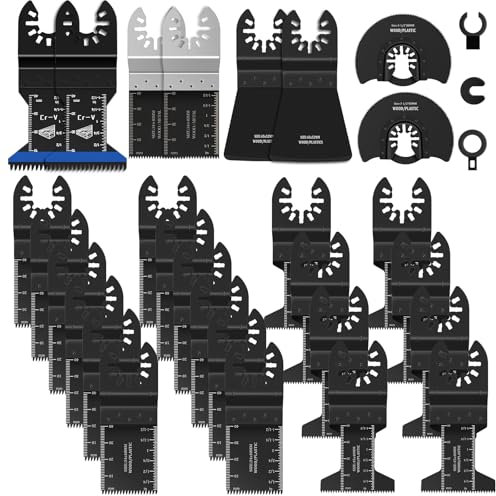 FANTICDE Lame de Scie Oscillante 31pcs, Outil Multifonction Universelle Accessoires pour Plastique, Bois, Métal, Bosch, Dremel, Dewalt, Fein Multimaster, Makita, Milwaukee, Ryobi