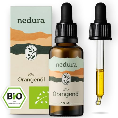 nedura® BIO Orangenöl [100% NATURREIN] - Kaltgepresst aus echten Orangen - Ätherisches Öl, Duftöl Orange - Lebensmittelqualität - Orangenöl Bio aus Griechenland - 30ml