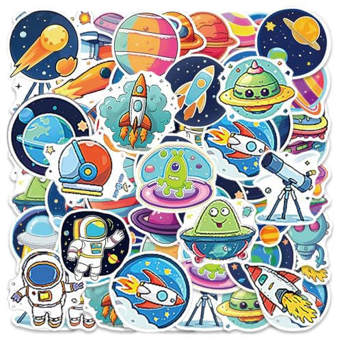 OVDGWC 100 Weltraumaufkleber, Kreative Cartoon -Astronaut -Aufkleber, DIY -Koffer Notebook Dekorative Aufkleber, Lustige Graffiti -Aufkleber, Sammelalbumaufkleber