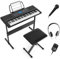 COSTWAY Keyboard Piano für Anfänger mit 61 Tasten, Digitalpiano mit 300 Tönen, 300 Rhythmen, 50 Demos, 3 Lernmodi, inkl. Ständer, Hocker, Mikrofon, Kopfhörer, E Klavier Digital Piano