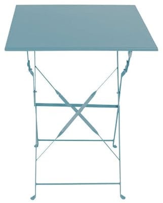 Outdoortisch Bistrotisch Klapptisch Campingtisch Balkontisch Gartentisch Metall 60x60xH71cm Türkis Eckig klappbar