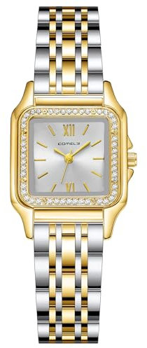 CIVO Damenuhr Gold Armbanduhr Damen: Analog Wasserdicht Edelstahl Rechteckig Uhr Dame - Elegant Uhren Geschenke für Gattin und Mutter