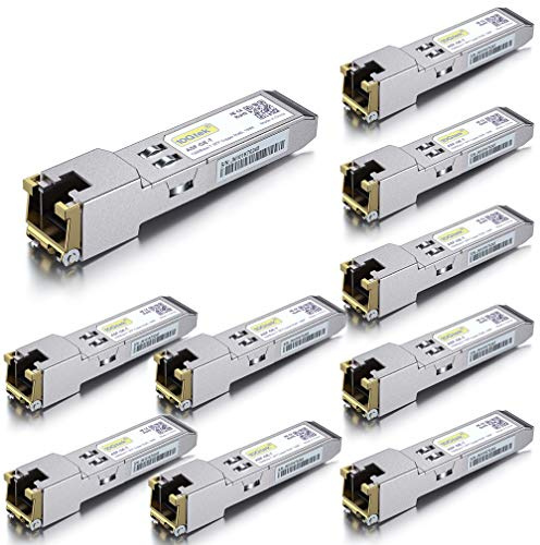 [10 Stück] 10Gtek für Ubiquiti UniFi 1Gb SFP RJ45 Transceiver UF-RJ45-1G, 1000Base-T SFP Ethernet Kupfer Modul, bis zu 100-Meter