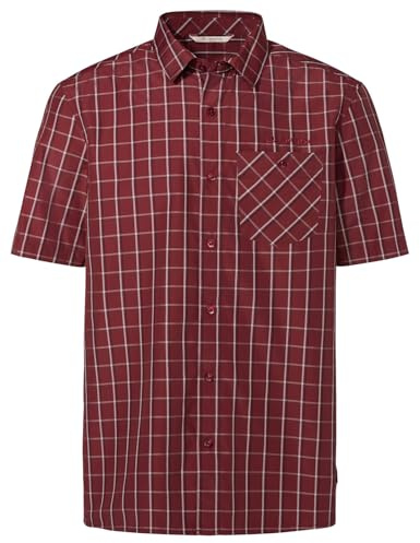 VAUDE Albsteig Shirt III – Herrenhemd aus Lyocell mit UPF 50, Kurzarm-Hemd schnelltrocknend und kühlend, 147 g – ideal zum Wandern – Carmine Uni, Größe: M