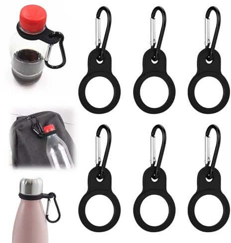 SOGHO 6 Stücke Flaschenhalter Gürtel,Karabiner Flaschenhalter,Wasserflasche Schnalle,Flaschenhalter Rucksack,Schwarz Schlüsselanhänger Flaschenhalte Clip Haken Für Camping Wandern,Outdoor-Aktivitäten