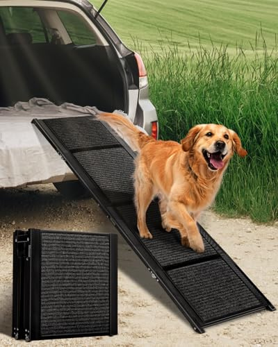derimkcoa 180cm Hunderampe Auto Klappbar, Hundetreppe Auto mit Rutschfester Teppich, rutschfest Hunderampen für Autos, LKWs und SUV