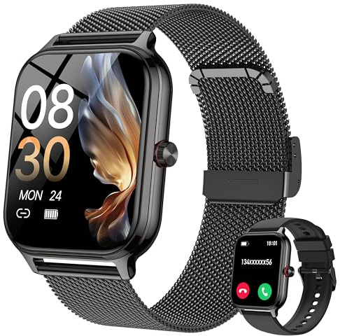 Smart Watch for Women & Men, 2026 New 1.96 Smart Watch Answer/Make Calls, Blood Pressure, Heart Rate, Sp02, Sleep Monitor, 110+ Sport Modes, Voice Assistant Fitness Watch for iOS Android Phone
