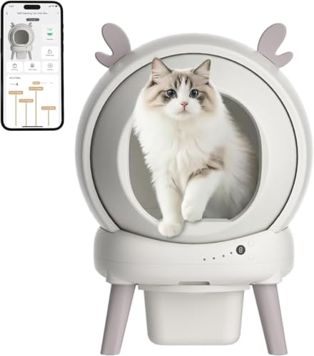 Katzenklo Selbstreinigend, Elektrische Automatische Katzentoilette mit App-Steuerung | Automatisches Katzenklo mit Sicherheitssensoren & Anti-Falle Schutz | Geruchskontrolle | für große & Mehrkatzen