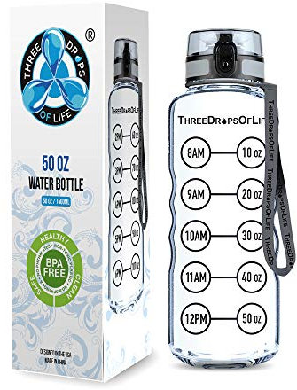 Three Drops of Life 1500ml Sport Water Bottle - High Capacity Hydration - Clear Tritan Plastic, Bpa Free, Flip Top - Leak Proof Lid, Reusable 1500ml Clear Bottles