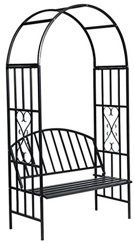 Festnight Gartenbank Sitzbank mit Rosenbogen Schwarz