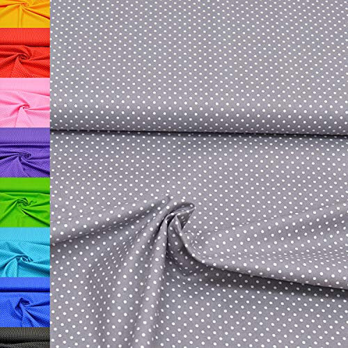 MAGAM-Stoffe Amelie Pünktchen Baumwollstoff Oeko-Tex Meterware 50cm (15. Grau)