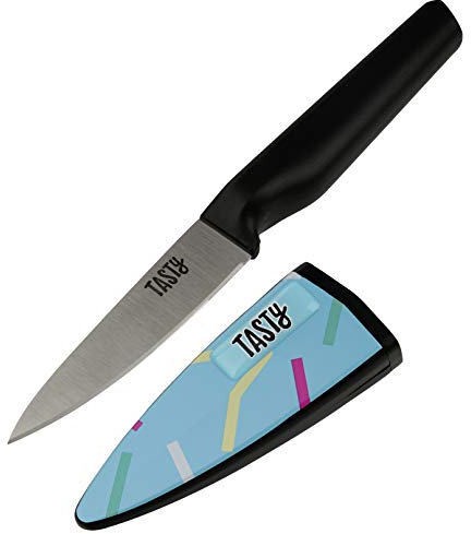 Tasty StaySharp Paring knife, 9cm, With Scabbard, Sharpening Cover, Stainless Steel, 20.5x10x26cm, Blue Pattern