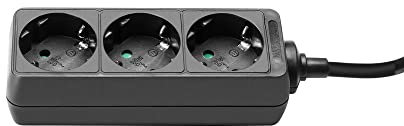 Adam Hall Cables PDU 3 3M - Steckdosenleiste, 3-fach, ohne Schalter, schwarz, 3m