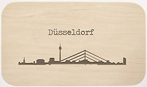 LIEBTASTISCH Frühstücksbrettchen Holz mit Gravur - Düsseldorf Motiv Vesperbrett Holzbrettchen - Schneidebrett Jausenbrett - Brettchen für Brotzeit - Brotzeitbrett Geschenkidee