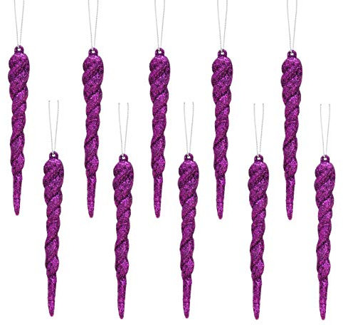 Christmas Concepts® 12cm Glitter Icicle Decorations Christmas Tree Trims (PURPLE, 10)